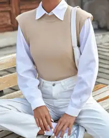 Shoulder Pads Mock Neck Knit Top