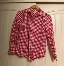 J. Crew Factory Boy Fit Button Up Shirt Small Pink Gingham Check Lightweight