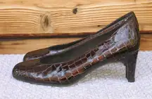 Stuart Weitzman Patent Faux Croc Pumps Heels Shoes