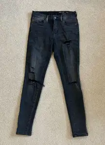 Noisy May Black Distressed Skinny Jeans Low Rise Casual Fitted Preppy Sz W25 L32