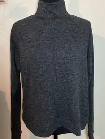JUST female Nadine Knit mock turtleneck long sleeve shirt top Medium black gray
