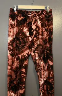 No Comment NY-LA Pants Womens XL Brown Black Tie Dye Lounge Jogger Drawstring