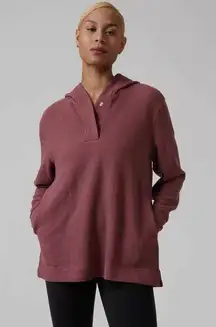 Athleta  Coaster Luxe Waffle Hoodie Top, Tawny Rose Size XXS