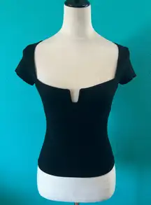 Reformation Emely Cropped Knit Top Black Tencel Lyocell Fitted Chic Size XS