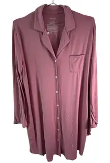 State of Day Women's Sleepshirt S Mauve Orchid Pink‎ Soft Notch Collar Nightgown