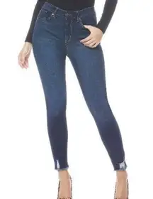 Rosa Curvy Ankle Jeans Sz. 16X26 Raw Hem Stretch Dark Denim Spring