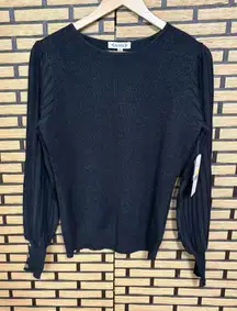 Nanette Lepore‎ Black Shimmer Stitch Pre Washed Yarn Sweater Size Medium