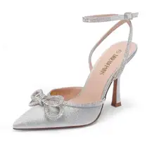 Silver high heel courts with bows worn twice!