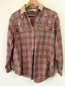 Vintage Victoria Jones Plaid Button Down Snowflake Mittons Women’s Size 1X