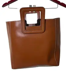 STAUD Shirley Brown Leather Tote Bag