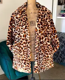 Leopard Print Faux Fur Coat NWOT