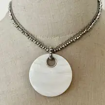 Cookie Lee White Faux Abalone Pendant  Multi Strand Chain necklace