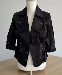 WHITE HOUSE BLACK MARKET WHBM Black Satin Finish Jacket Blazer Size 00