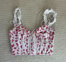 For Love And Lemons Pink Floral Corset Top