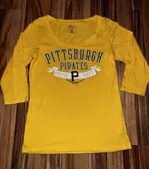 Pittsburgh Pirates MLB‎ Women's 3/4 Sleeve Ringer T-Shirt Tee Sz L Large
