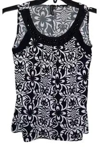 Susan Lawerence Black and White Sleeveless Blouse Size PS