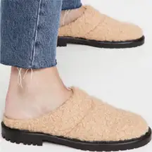 STAUD Astro Mule Clog Lug Sole Quilted Sherpa Shearling Slip On in Doe 9