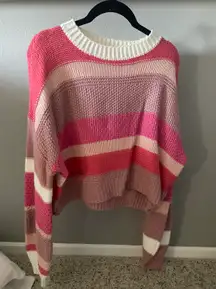 Pink Strip Trendy Knit Sweater