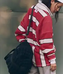 NWT Free People Work It Out Printed Pullover in Victory Red