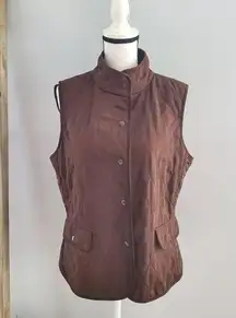 Talbots Women's Brown Diamond Quilted Button Up Vest Size M