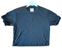 Chaser grey charcoal rolled cuff tshirt crop size M