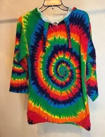 Earth Ragz Tie Dye Pullover Hoodie,Rainbow Colored Swirl|Hippie,Rasta|Size:XS/S