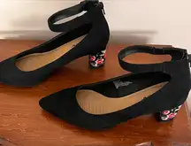 Rose Decorated Black Heels