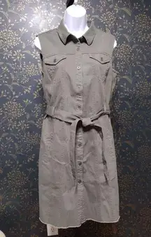 Style & Co Olive Green Button Down Belted Utility Style Dress