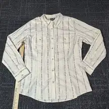 Wrangler Retro White Southwestern Stripe Pearl Button Up Shirt Size Large