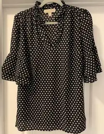 Michael Kors Ruffle Sleeve Polka Dot Blouse Size Medium