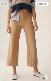 Anthropologie Maeve Colette Cropped Wide Leg Pants in Sand/Sable