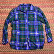 VINTAGE LIZWEAR PURPLE & GREEN PLAID FLANNEL