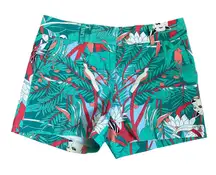 Talbots Petites Tropical Print Chino‎ Shorts 10P Green Red Blue Mature Vacation