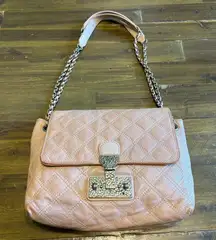 Marc Jacobs Italy Pink Quilted Baroque Convertible Bag Chain Link Rose Mauve