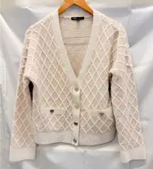 MAJE Moovida Metallic Cardigan Sweater In Camel Fall‎ Preppy Minimalist Luxury