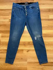 Torrid Plus Size 20R Bombshell Skinny Jeans Dark Wash Distressed Button‎ Fly