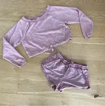 L * Space - Lounge Shorts & Crop Sweatshirt Set in Dusty Pink