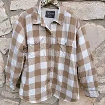 Natural Reflections Sherpa Line Shirt Jacket Shacket Plaid Large