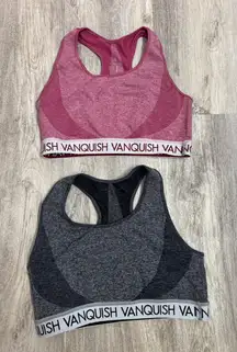 Vanquish Fitness Sports Bra Bundle Racerback Activewear Pink & Grey