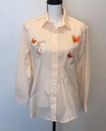 Softwear western embroidered floral sequined long sleeve button down shirt
