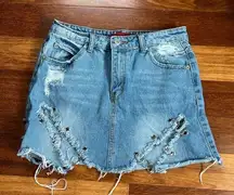 Signature 8 Distressed Mini Skirt