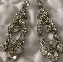 Women dangling Silver and crystals studs earrings jewelry