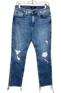 Hudson Jeans Womens 4 27 Blue Jessie Boyfriend Distressed Destroyed Raw Hem Edgy