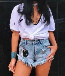 NWT LF Taigwah Star and Moon Denim Shorts