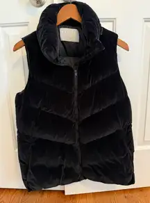 Athleta Women's Lofty Velvet Goose Down Full Zip Puffer Vest Black S No Hood