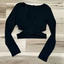 ZARA  Black Cutoff Long Sleeve Cropped Top Women’s Large