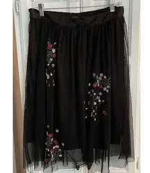 VTG My Michelle Skirt Sz LG Embroidered Fairy Grunge Whimsigoth Balletcore Mesh