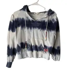 LoveShackFancy Hoodie  XS Tie Dye Pullover Patch Pocket Beaded‎ Trim Sweater