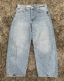 Zara Mid Rise Baggy Ballon Jeans in Blue Wash, Size US 10