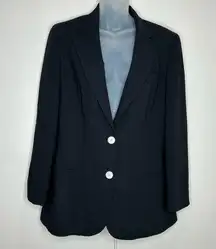 Lauren Ralph Lauren 100% Wool Blazer Button front Black size 10